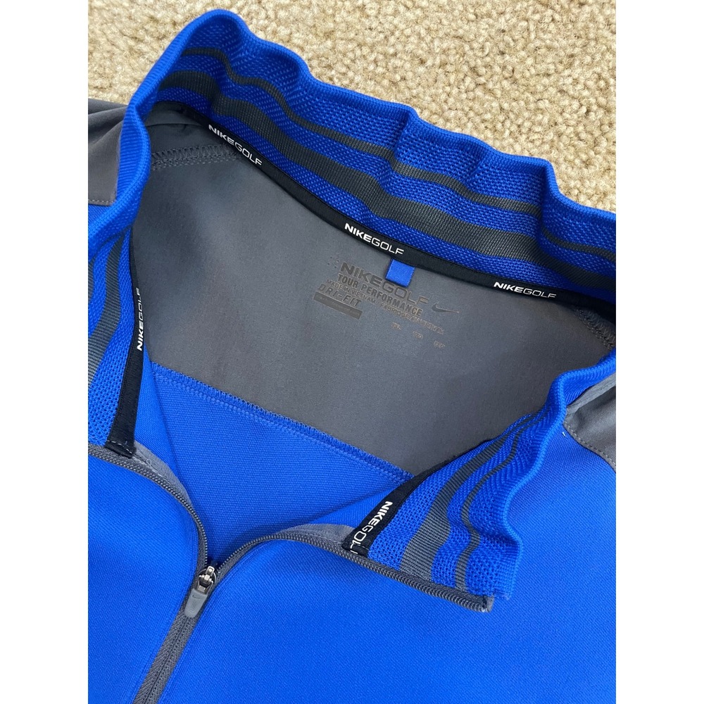 Nike Golf Tour Performance Mens XXL‎ Blue Gray Quarter Zip Dri-FIT Pullover EUC - Picture 7 of 7